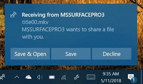 Dateiübertragung akzeptieren