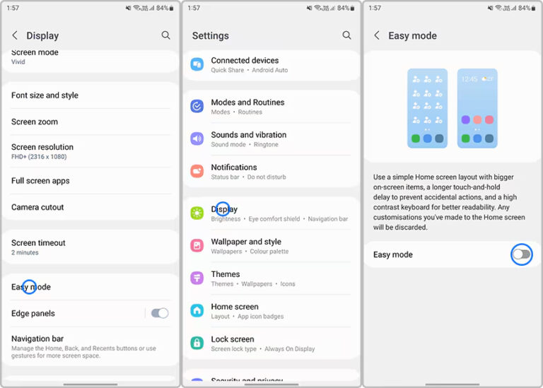 activate samsung easy mode