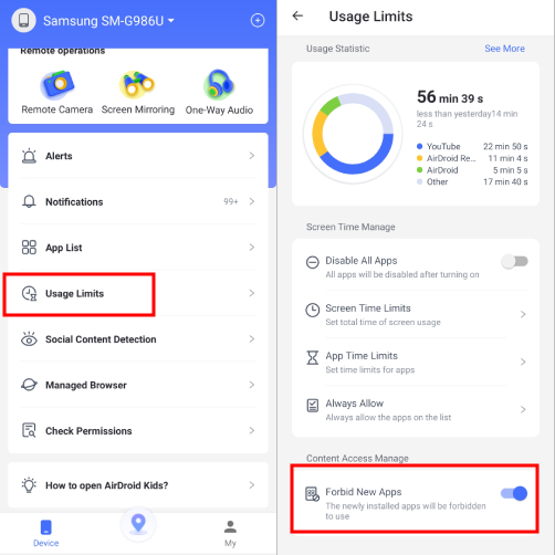 bloquear instalação de novos aplicativos com o airdroid