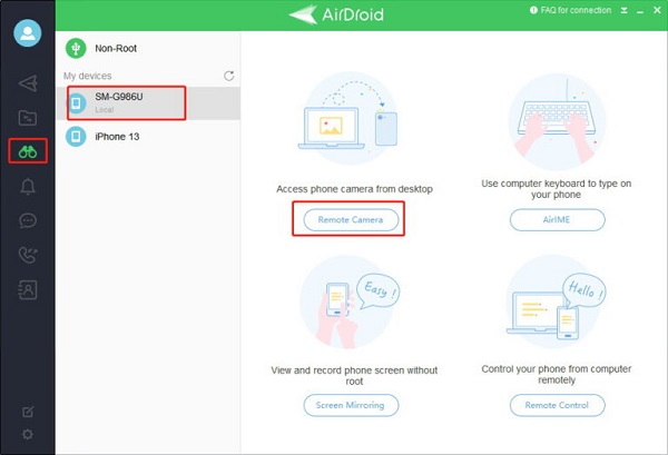 كاميرا AirDroid Personal عن بُعد