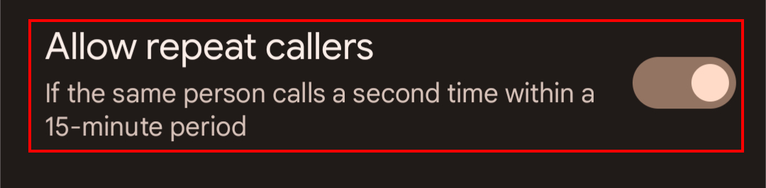Android phone allow repeat callers