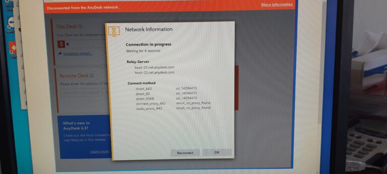 AnyDesk mensaje de error