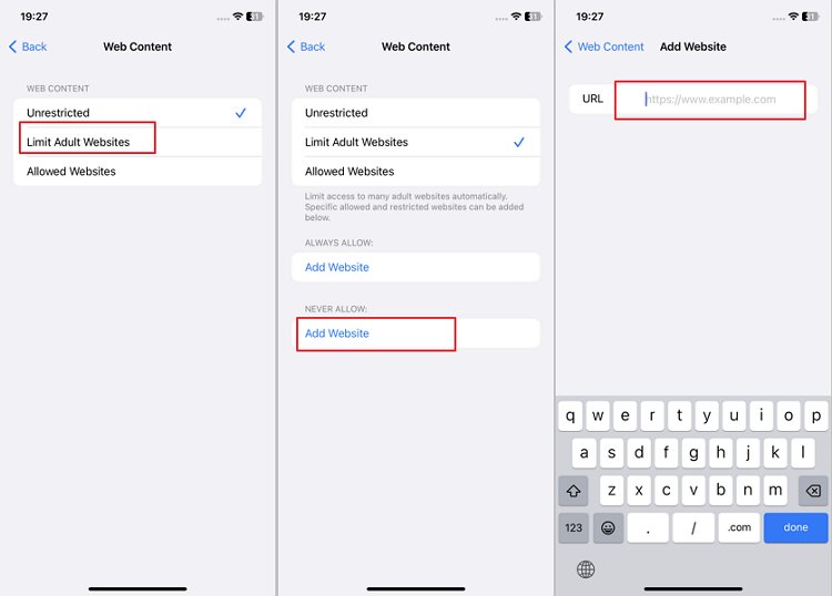 block certain websites on iPhone