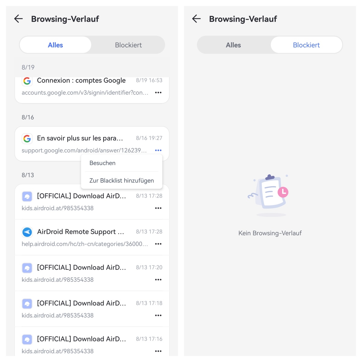 Browserverlauf überprüfen