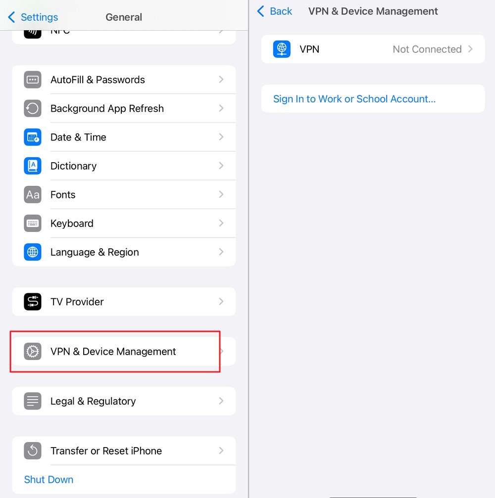 Comprobar VPN y gestión de dispositivos