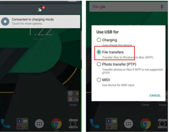 elegir el modo de transferencia de archivos