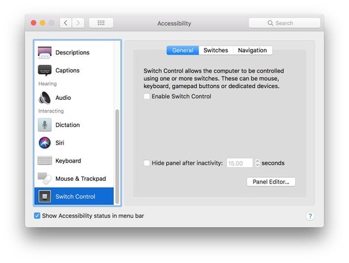 Switch Control setting in Mac