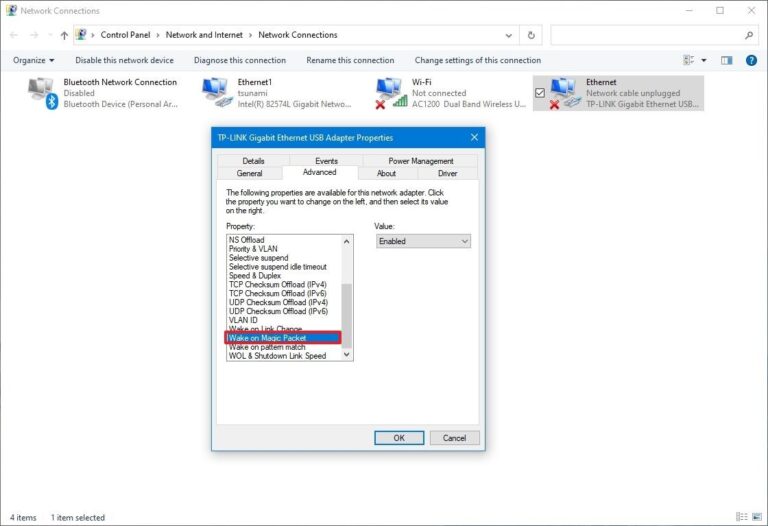 enable WoL magic pocket