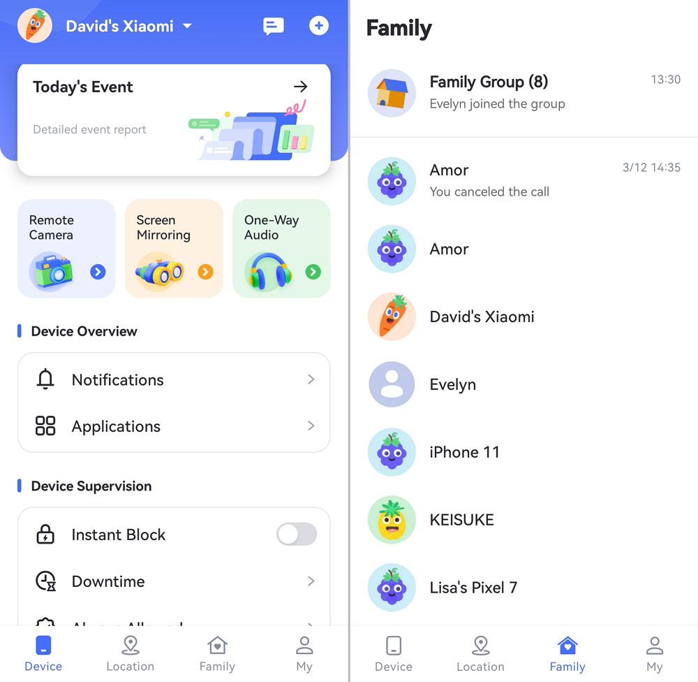 Familien-Chat in AirDroid-Elternkontrolle