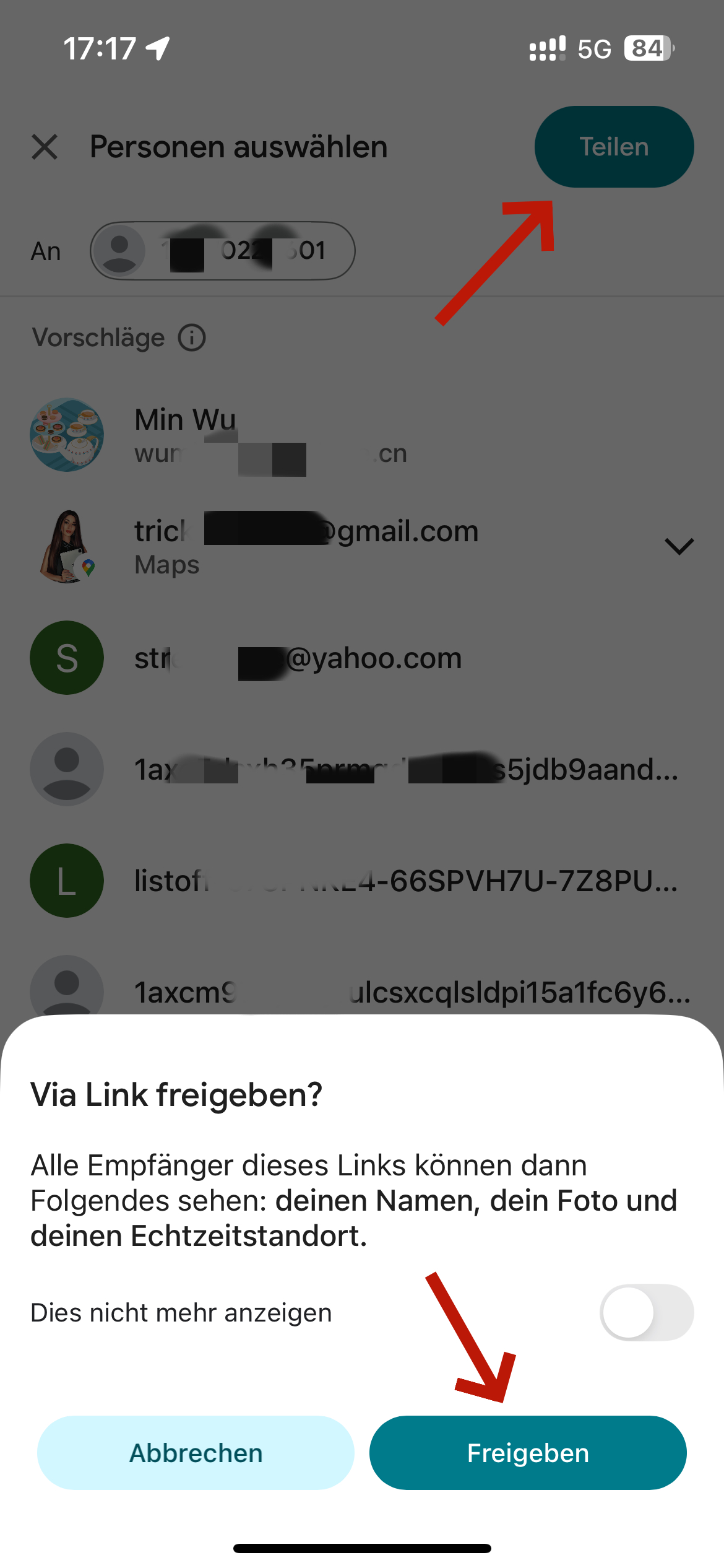 Handynummer eingeben