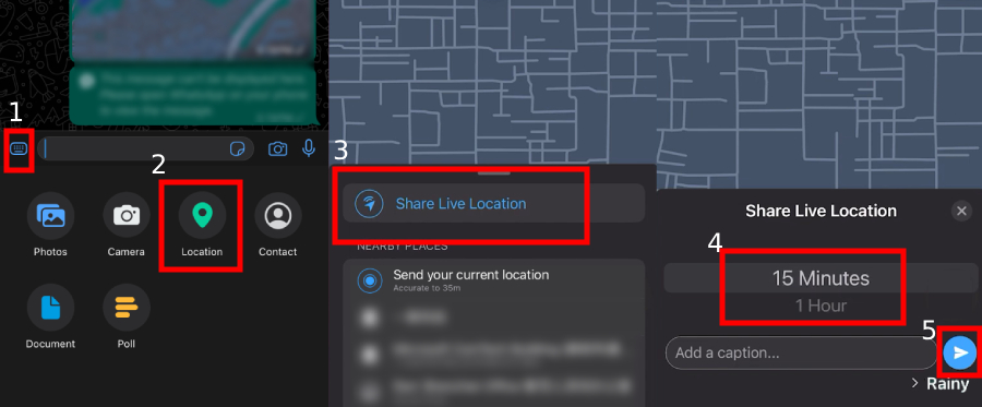 iPhoneを使用してWhatsAppに現在地を送信する