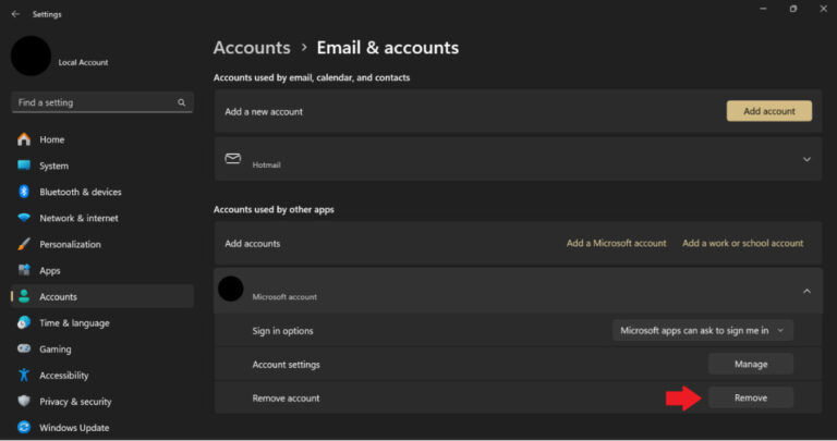  Microsoft-Konten entfernen
