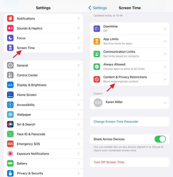 selecione conteúdo e privacidade