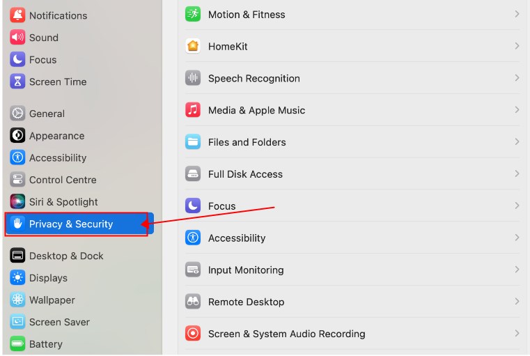 seleccionar privacidad y seguridad