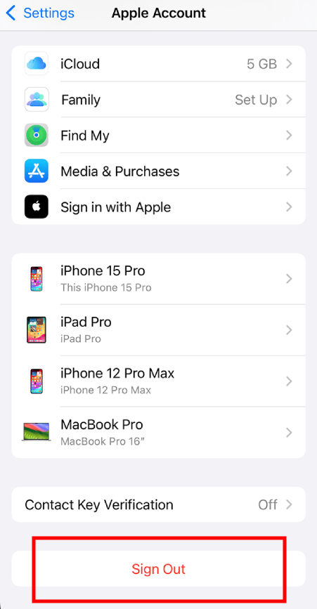 Saia da sua Conta Apple no outro dispositivo