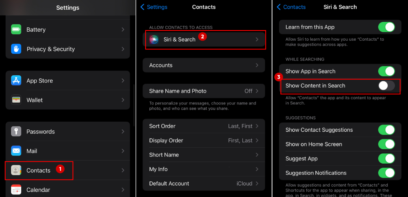 Inhalt in der Suche anzeigen deaktivieren