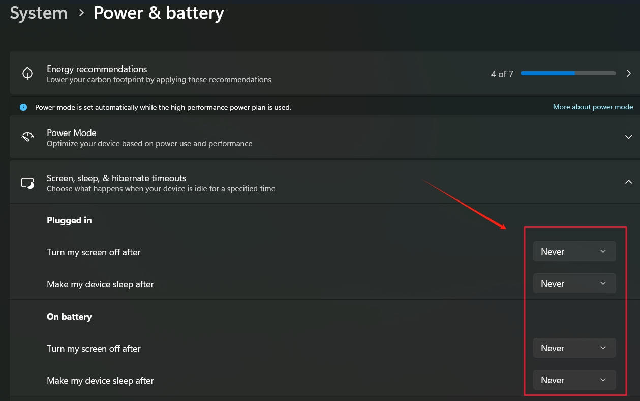 Step 2 set computer always on