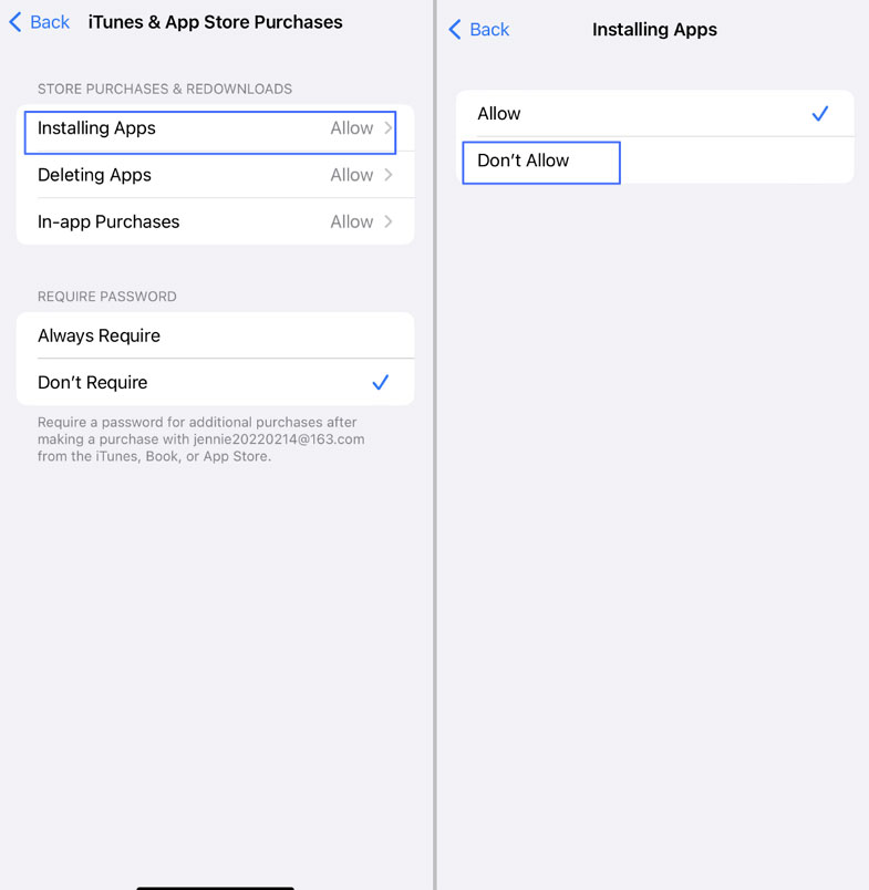 stop apps from being installed on iPhone