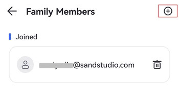 tap the +&nbsp;icon to invite more family members