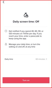 turn on daily screen time