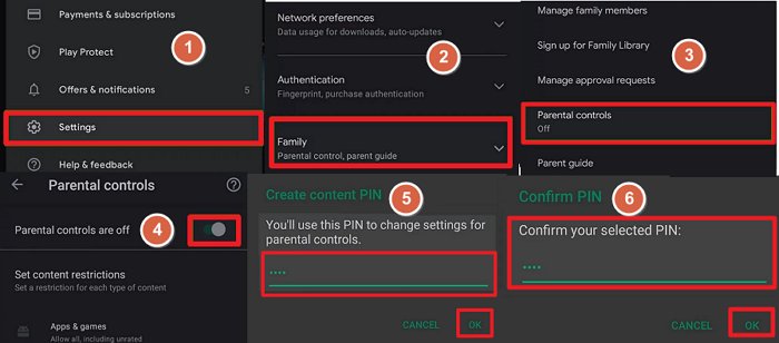 ativar o controle parental
