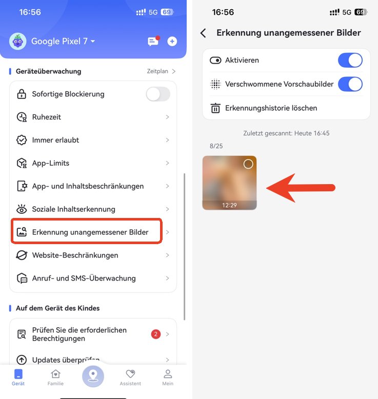 AirDroid Parental Control Bilderkennung