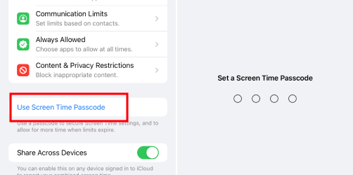 Passcode für die Bildschirmzeit einrichten
