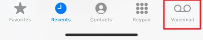 Toque no ícone Voicemail