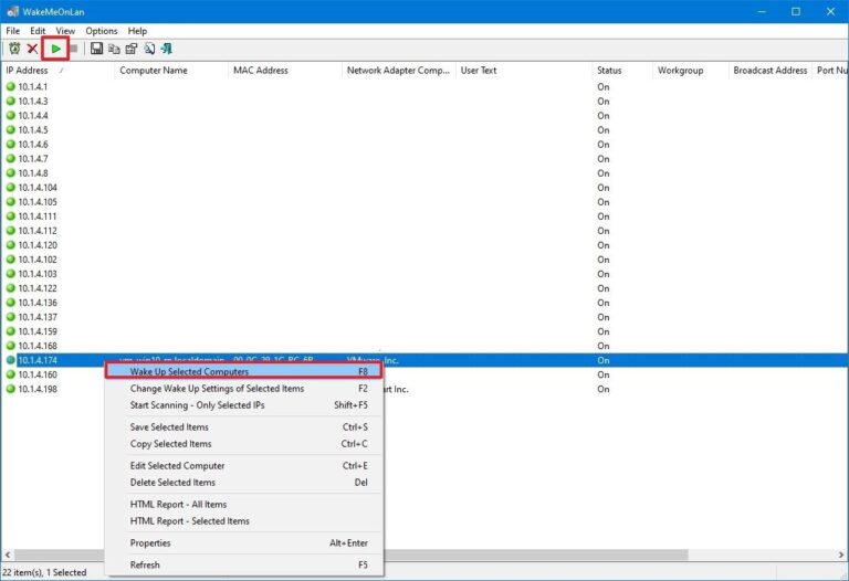 wake up selected computers