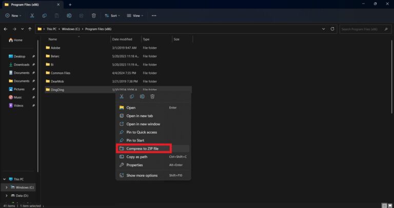 compress the software to zip file