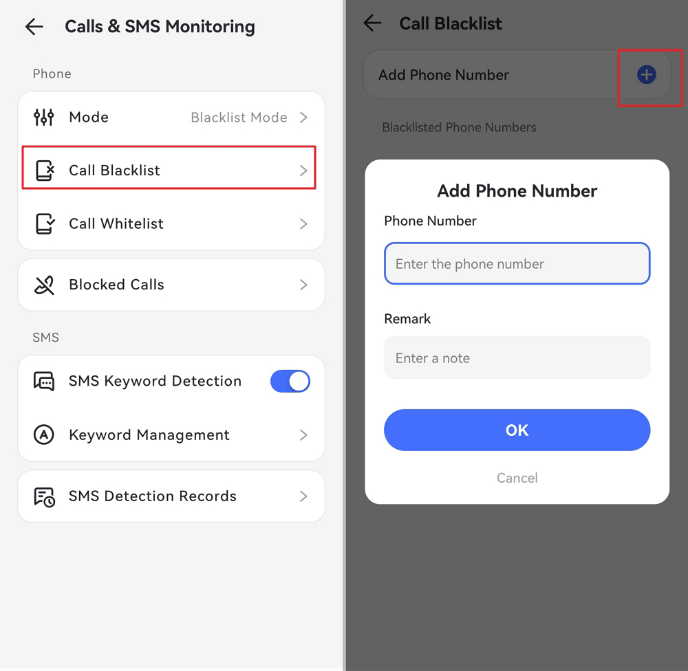 add the phone numbers to block