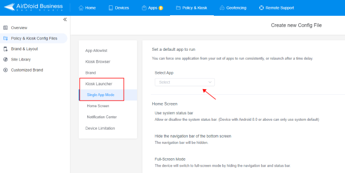 airdroid business single app kiosk mode 1