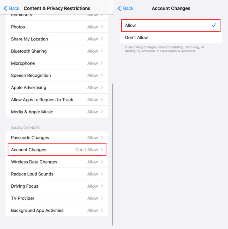 Apple account changes