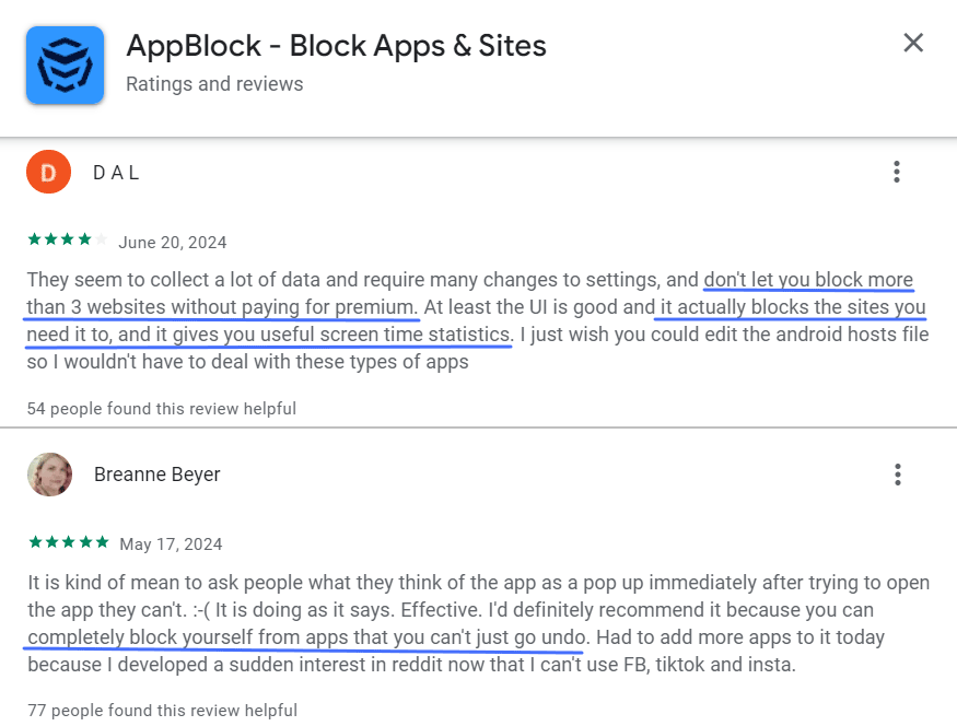 AppBlock顧客レビュー