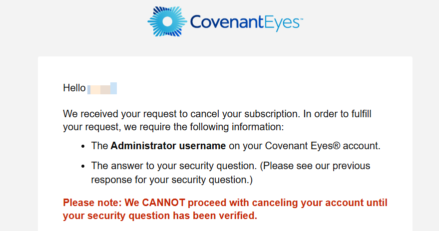 how to cancel Covenant Eyes