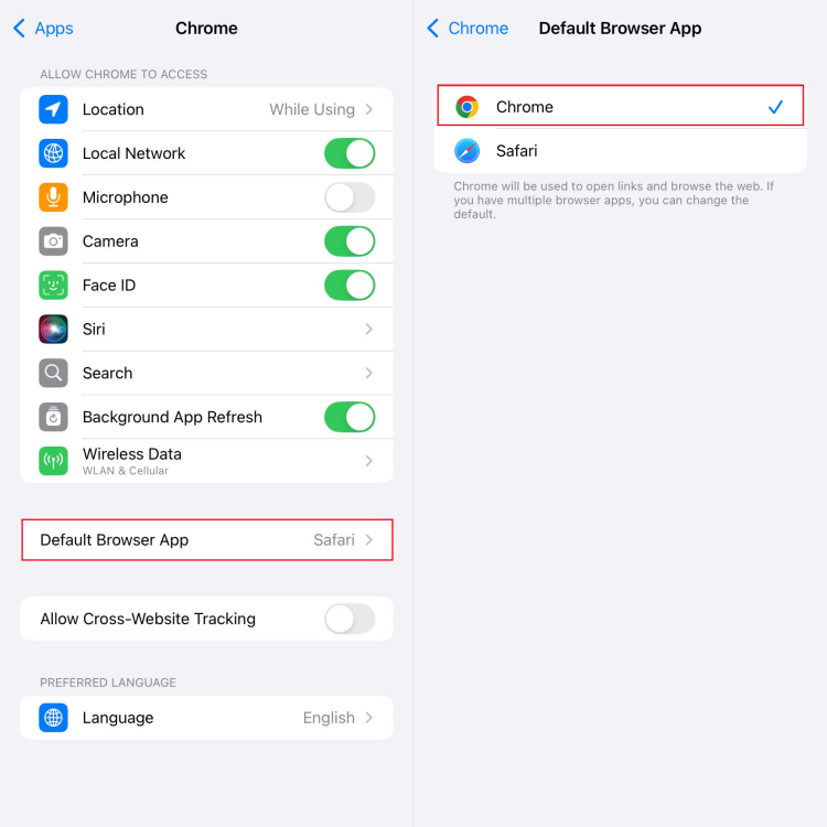 change default browser on iPhone