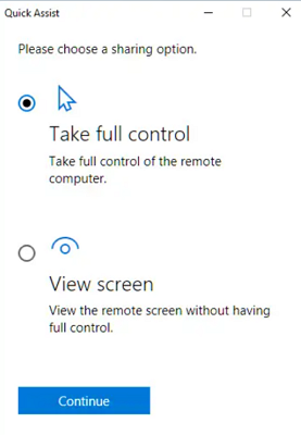 choose a sharing option
