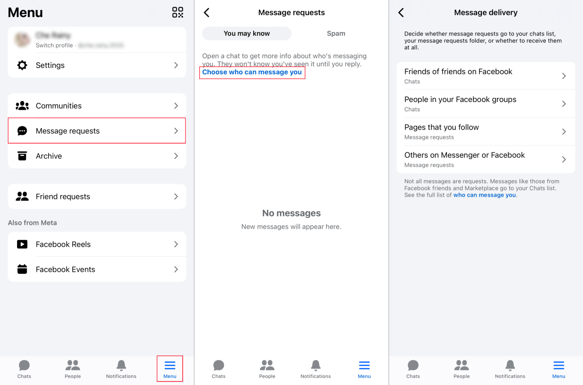 choose who can message you on messenger