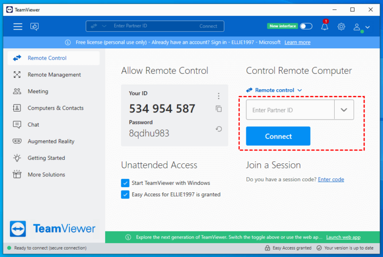 接続ボタンをクリック