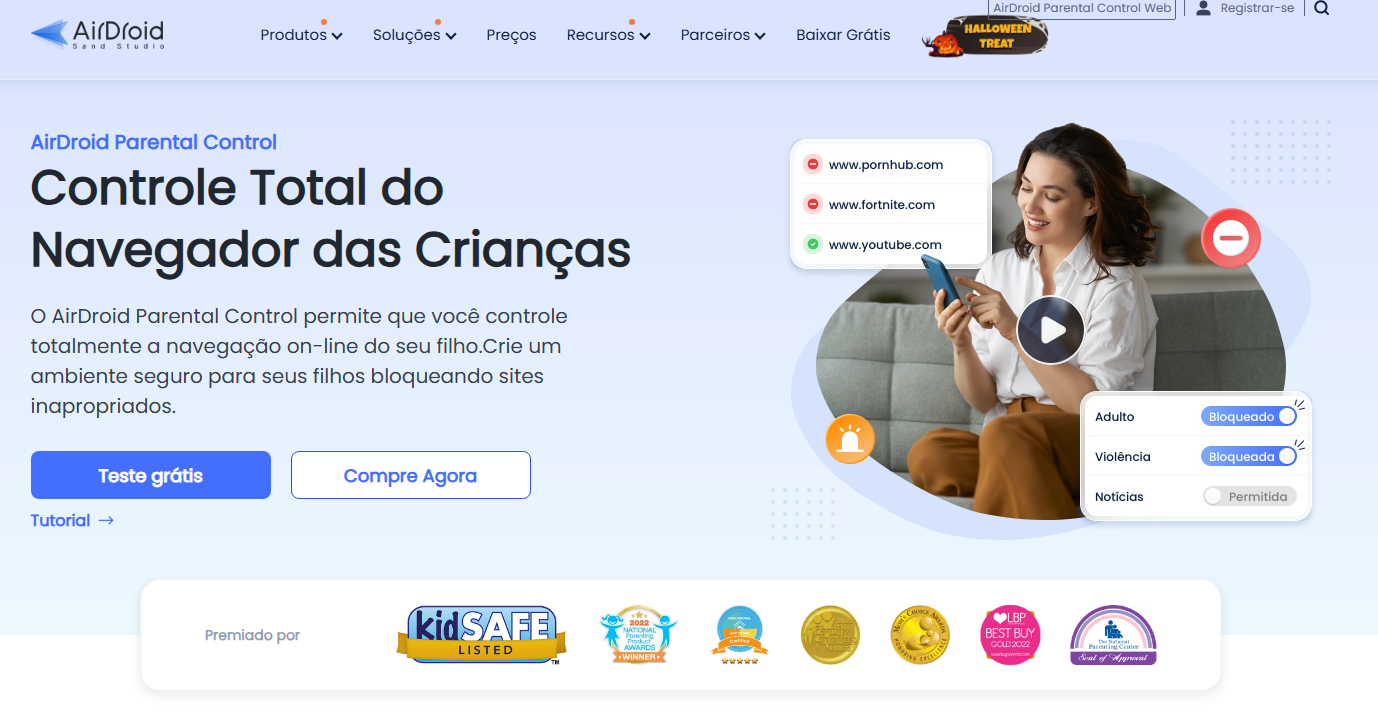 bloquear acesso a um site com airdroid parental control
