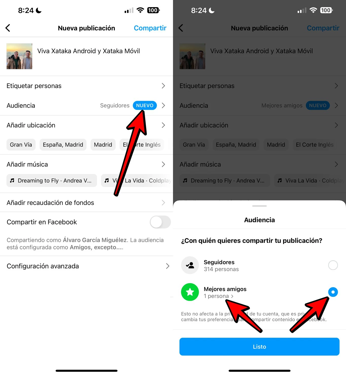 compartir foto solo con mejores amigos en instagram