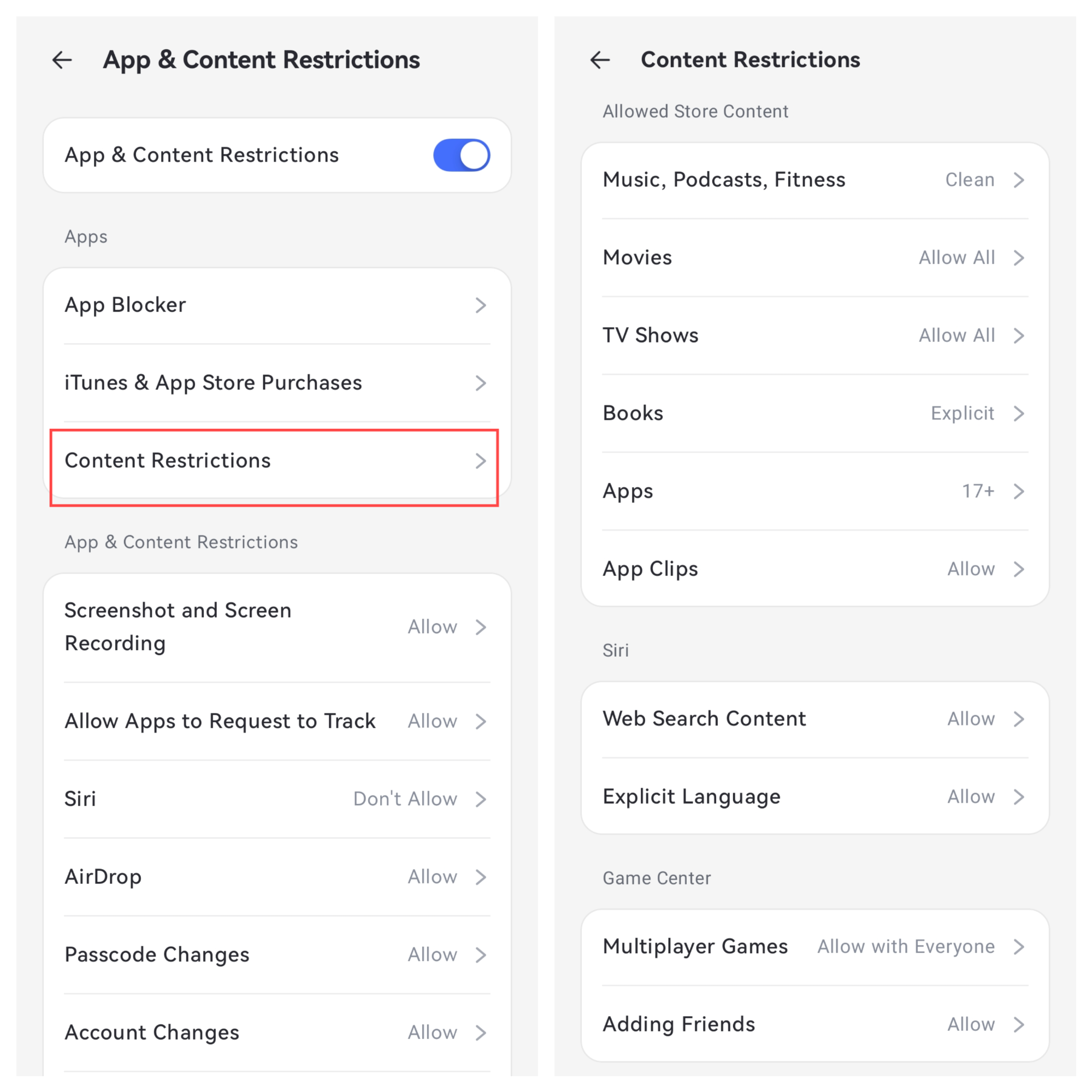 tick apps or categories to limit