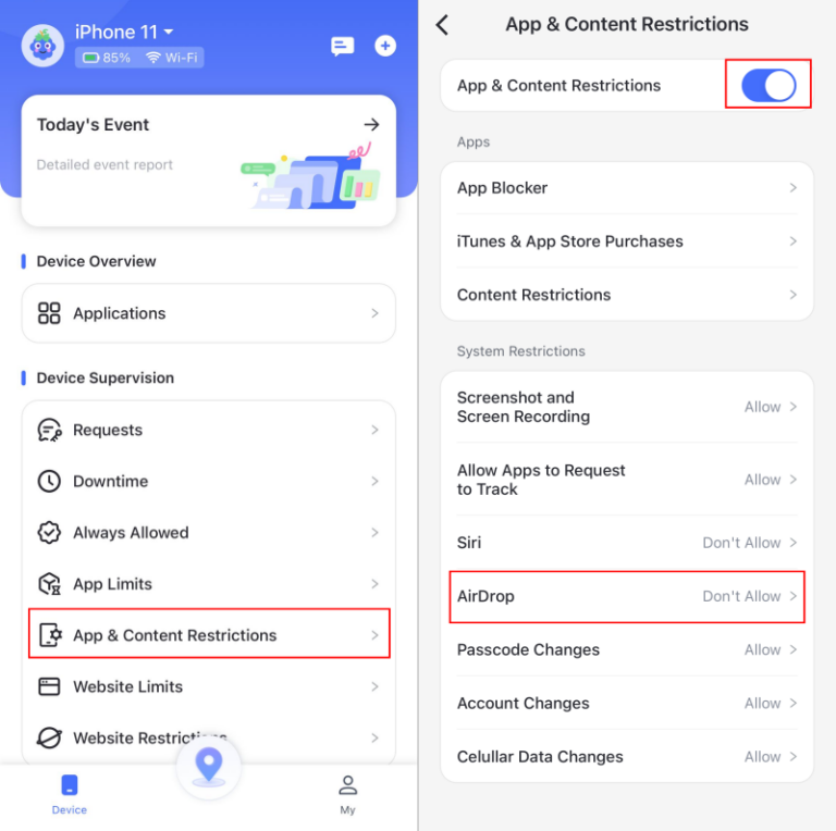 お子様のAirDropをオフにする
