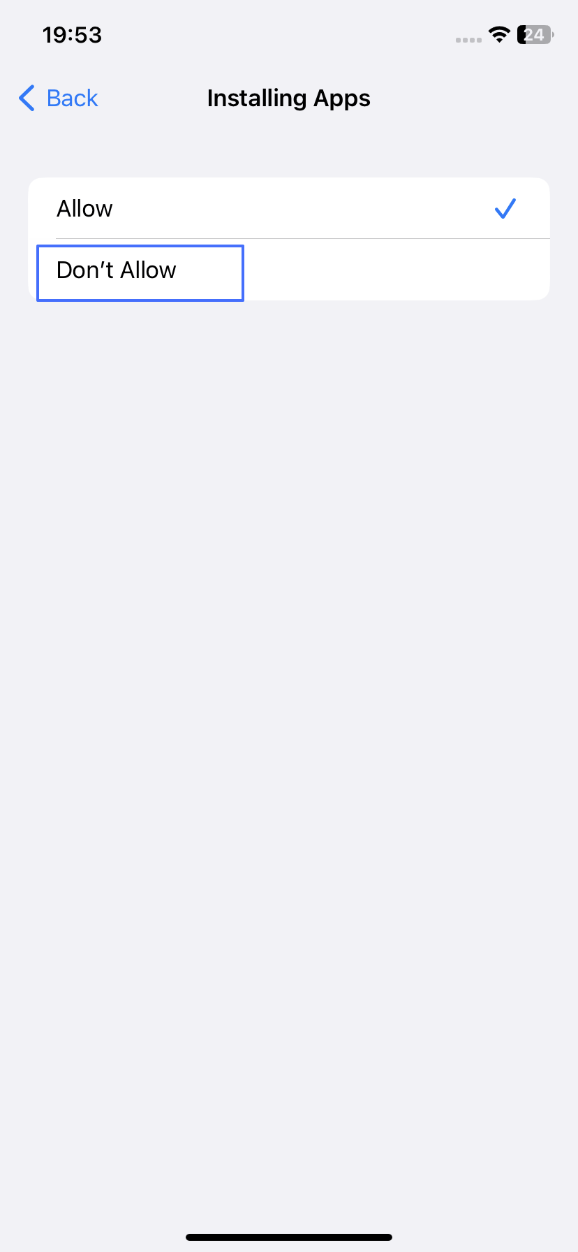 عدم السماح بتثبيت التطبيق على iPhone