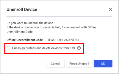 knox manage unenroll samsung device