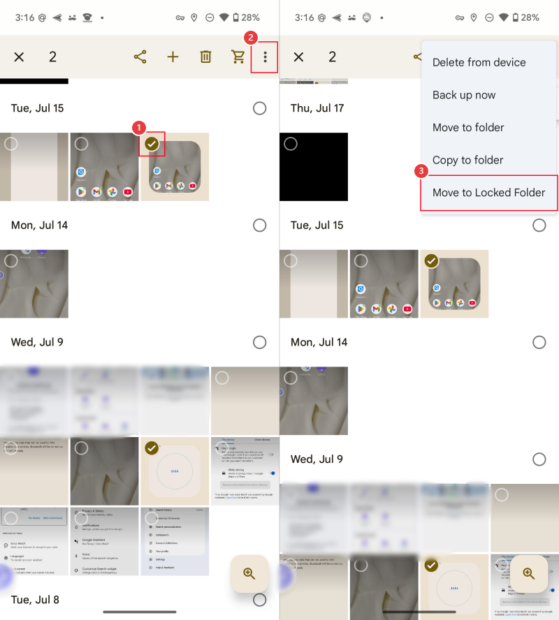 move photos to Google Locked Folder