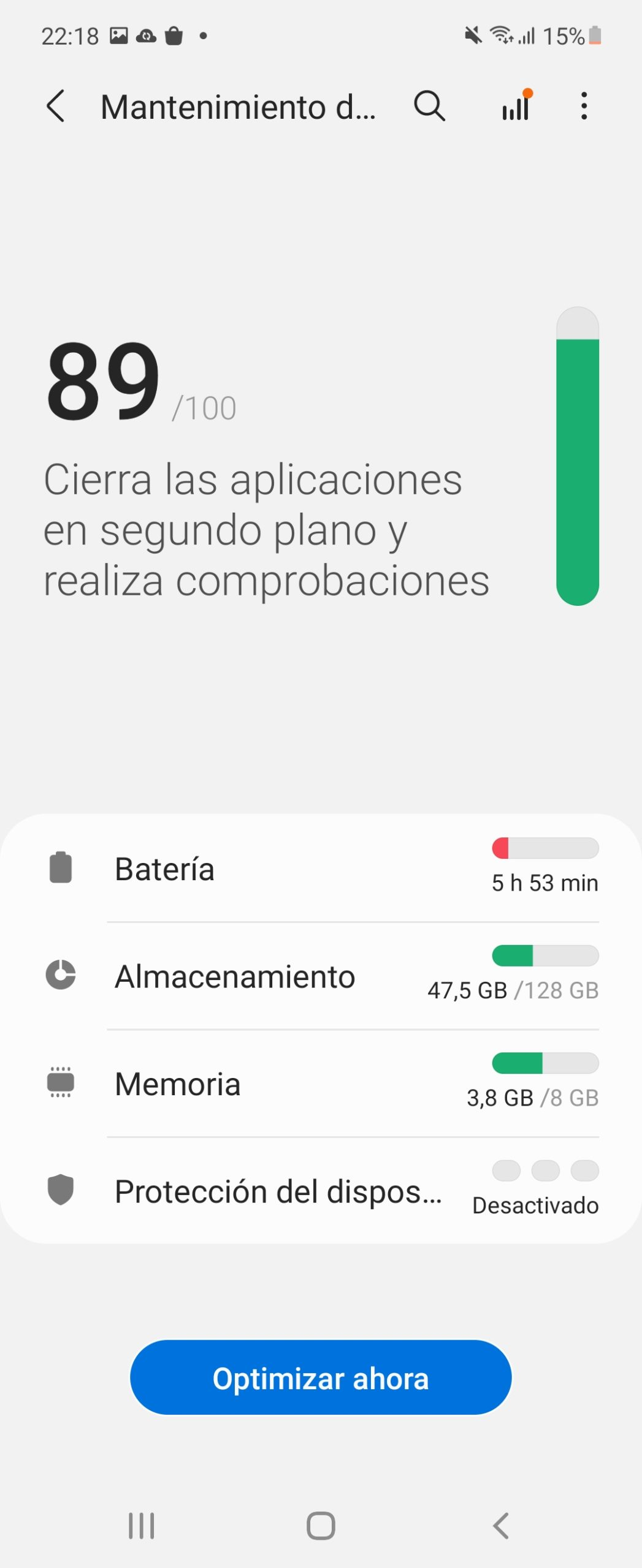 optimizar almacenamiento ahora samsung