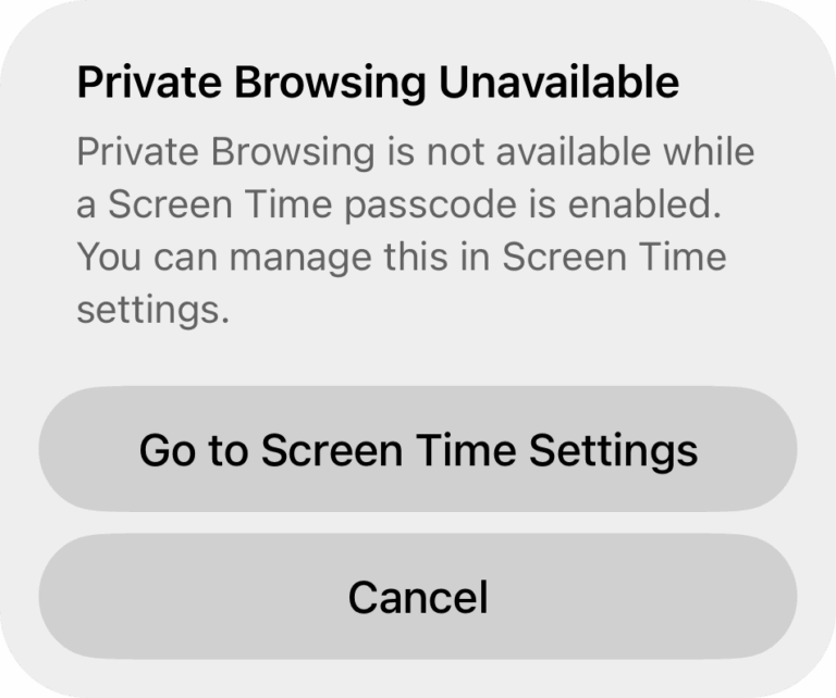 private browsing unavailable