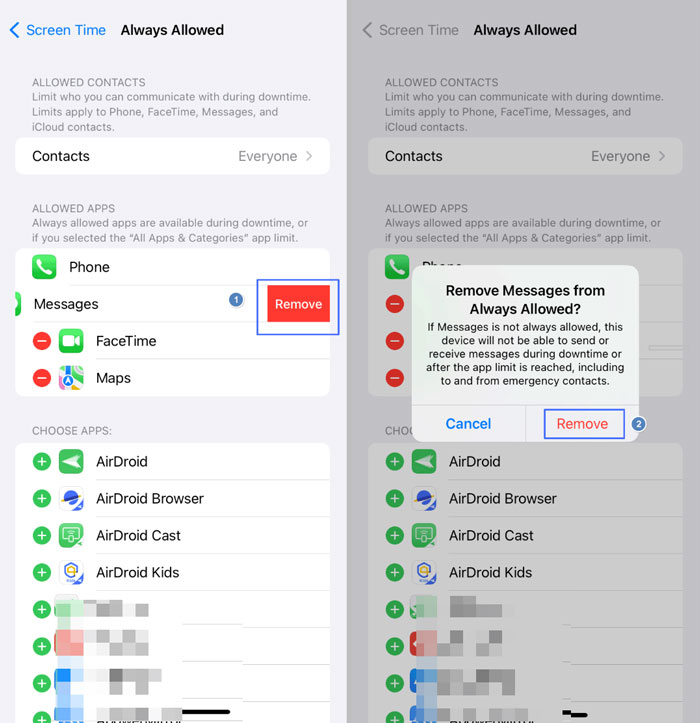 remove from the Always Allowed list