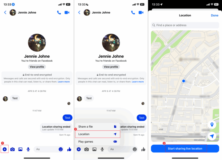 Live-Standort im Messenger teilen
